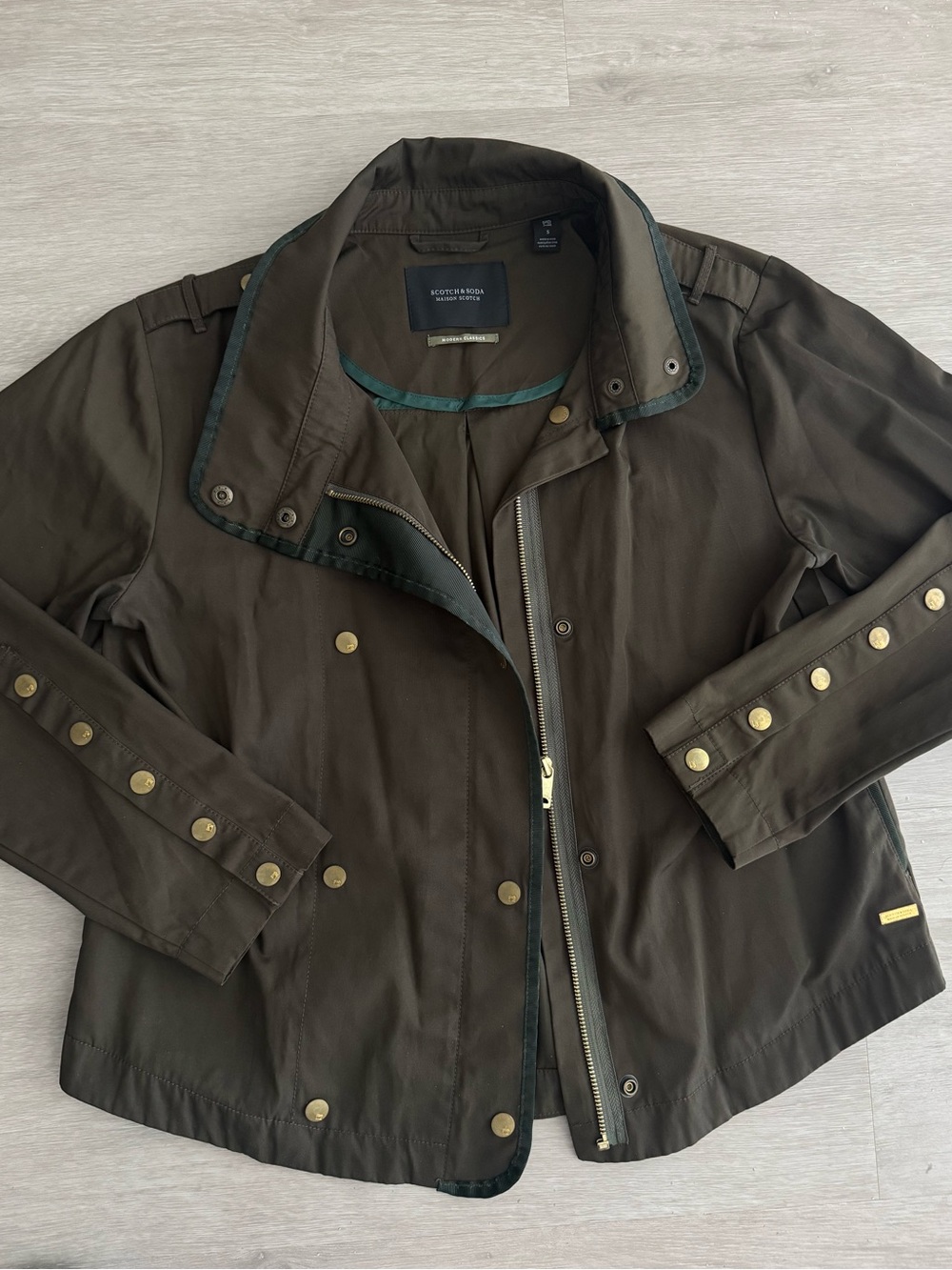 Maison Scotch & Soda Women's Olive Green Button-Front Military Jacket